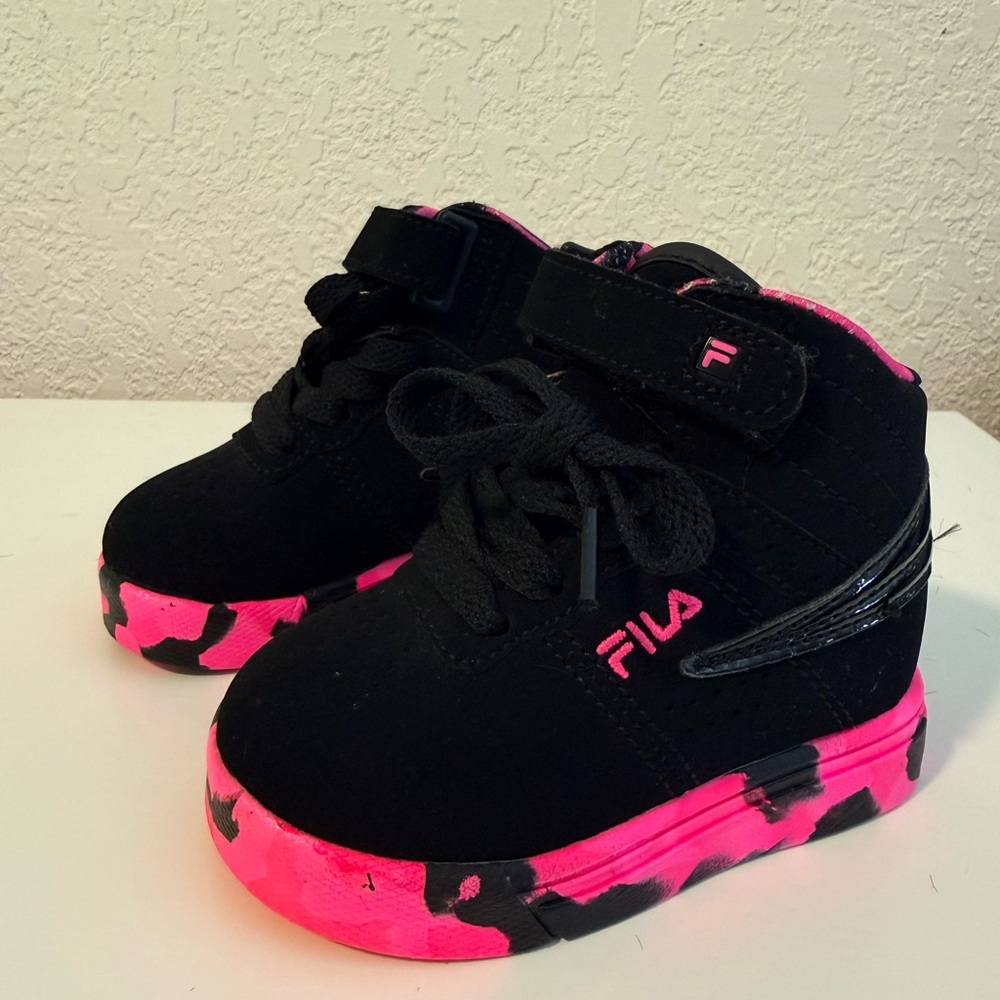 Fila Baby Girl’s High-Top Sneakers in Black & Pink